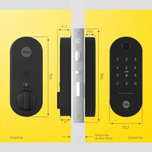 Fechadura Yale Lia Digital Embutir Preta Fosca Cor Preto Fosco