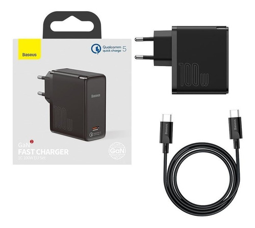 Imagen 9 de 10 de Cargador Rápido Baseus Gan2 1c 100w Con Cable Usb-c