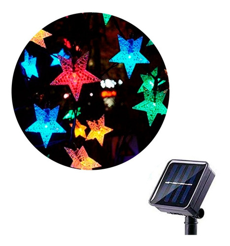 Luces Guirnalda Led Estrella Cristal Panel Solar Multicolor