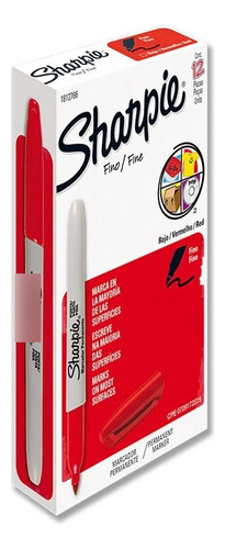 Sharpie Marcador Permanente Punto Fino Color Rojo Caja C/12