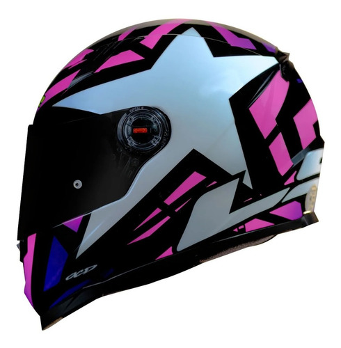 Capacete Fechado Feminino Ls2 Ff358 Starwar Estrela Rosa