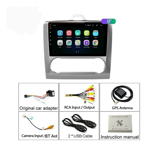 Estéreo Android Ford Focus Usb Bt Gps 3/32gb Sim 4g Carplay