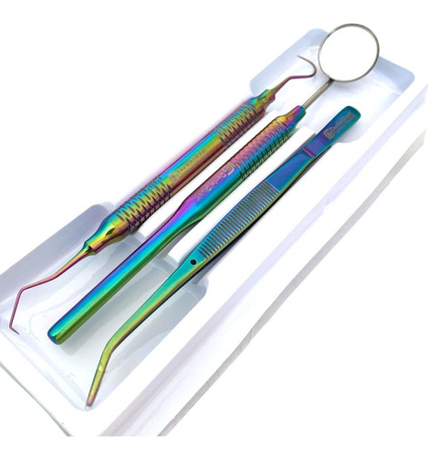 Kit Dental Básico 1x3 Color Arcoíris 100% Acero Alemán