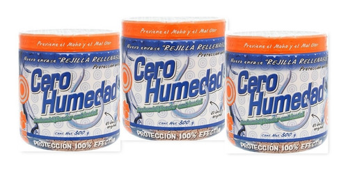 3 Pack Eliminador Humedad Rellenable 300 Gr Absorbe Mal Olor