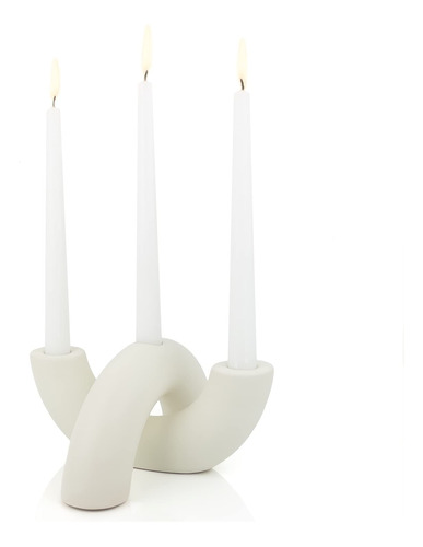 Candelabro Cerámica 3 Velas Minimalista Decoración Mesa/co