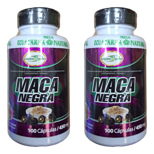 Maca Negra Peruana Autentica Promocion 2 Frascos 200 Capsula