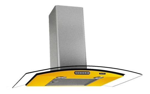 Exaustor Depurador de Cozinha Terim Vidro Curvo aço inoxidável de parede 60cm x 5cm x 45cm inox e amarelo 110V