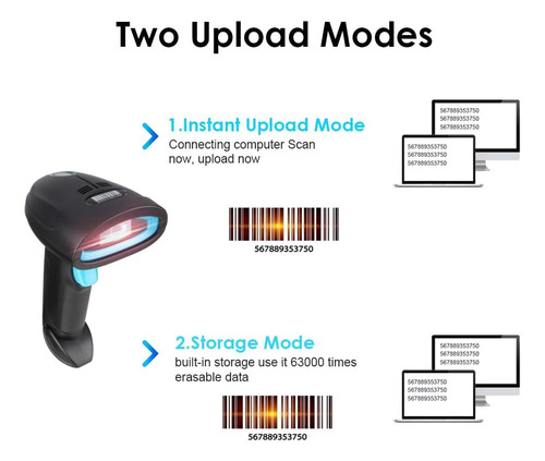 Ahanin Escáner De Código De Barras 1d 2d Qr Usb Con Cable Y
