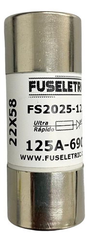 Fusível Cartucho 22x58mm Gl/gg Retardado 690v 125a