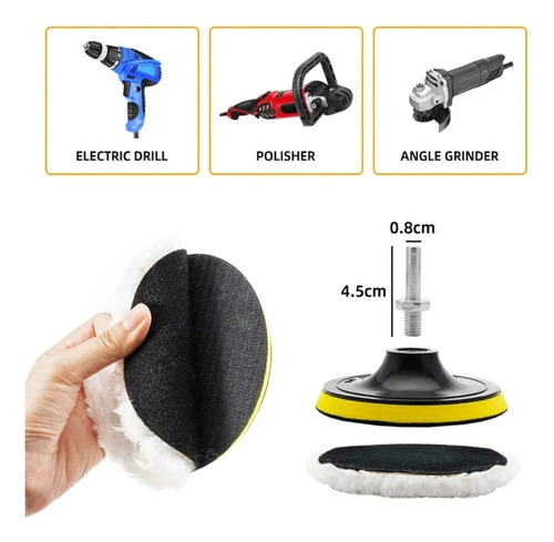 Kit De Borlas De Lana Para Pulir Auto, Para Taladro, 4 PuLG