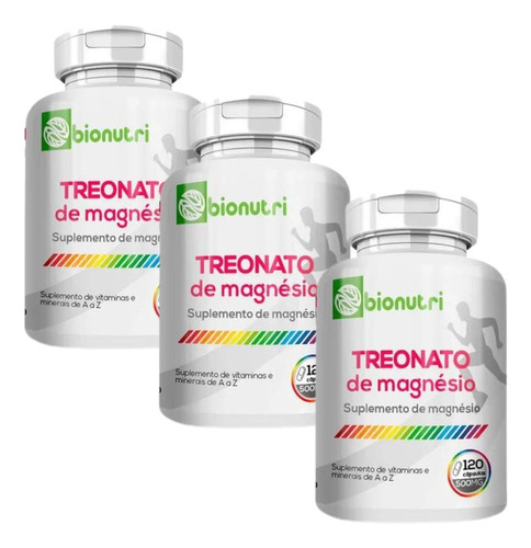 3uni Magnesio L Treonato 500mg Puro 360cáps Formula Avançada Sabor Sem Sabor