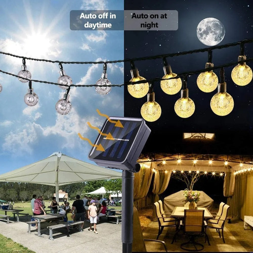 Cadena De Luz Solar Serie 12m 100leds Impermeable Acrílico
