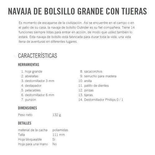 Navaja Victorinox Outrider 14 Servicios 100% Original Suiza