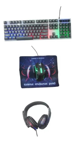 Kit Combo Gaming K120 Mouse + Teclado + Audífonos + Mousepad