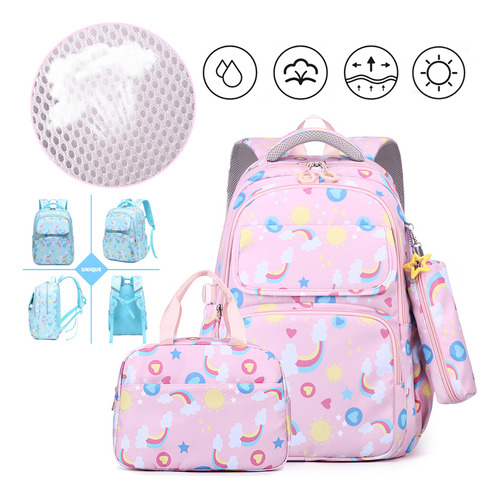 Set De 3 Fundas Tipo Mochila Para Estudiantes Y Lonchera