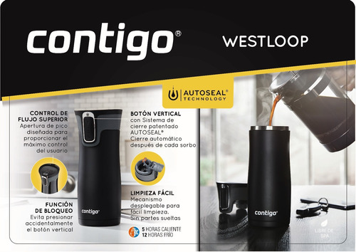 Vaso Termico Contigo Acero Inox West Loop 473ml - Rex