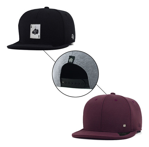 2 Bonés Anth Co. Aba Reta Aberto Snapback Com Ajuste Kit C/2