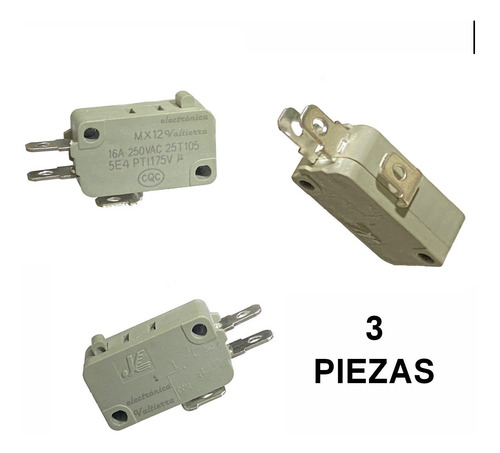 3 Pzs Micro Interruptor P/ Horno Microondas Terminal Delgada
