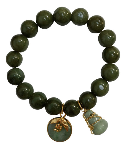 Pulsera Heavcz De Jade, Fina, Auténtica, Redonda, 9,80 Mm, H