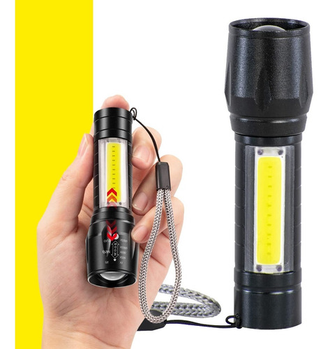 Mini Linterna De Mano Doble Función Zoom Luz Led Recargable