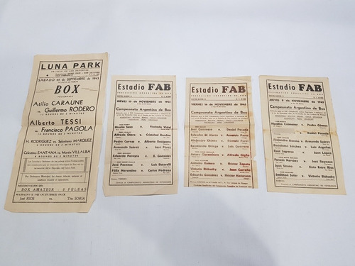 Boxeo Luna Park Fab Antiguos Afiches 1940 Lote X 4 Mag 58641
