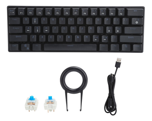 Teclado Azul De 61 Teclas Mecánico Con Cable Con Retroilumin