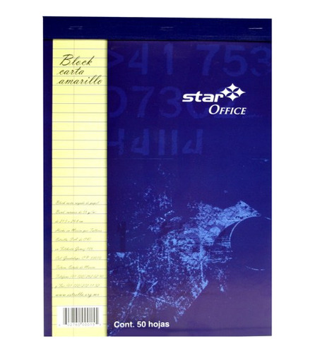 Block De Raya Estrella 0015 Carta Amarillo Con 50 Hojas
