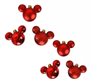 Paquete 6 Esferas Navideñas Arbol Navidad Mickey Mouse 7cm