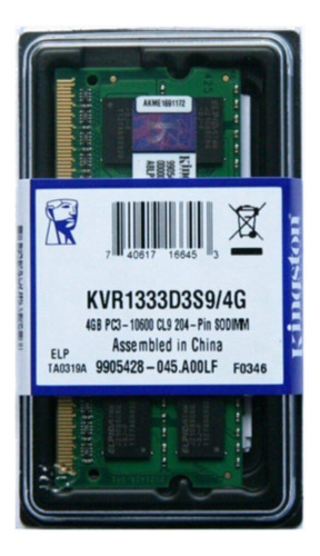 Memoria Kingston Ddr3 4gb 1333/1600 Kvr Para Laptop