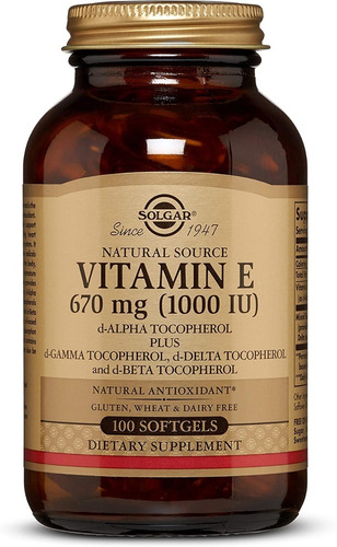 Vitamina E 670 Mg (1000 Ui) Solgar - Unidad a $1800