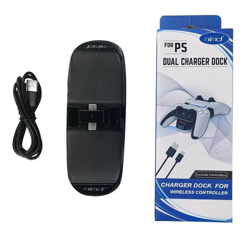 Imagen 5 de 10 de Base Doble Carga Rapida Joystick Ps5 Indicador Caga Led Usb