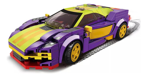 Juego De Bloques Armable Auto Carreras Amarillo-morado Woma