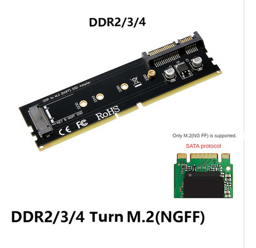 Adaptador Ddr3 Ddr4 Ddr2 A Ssd M2 M.2 Ngff B Key Riser Card