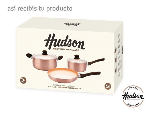 Imagen 8 de 9 de Bateria De Cocina Antiadherente Ceramico Hudson 5 Piezas