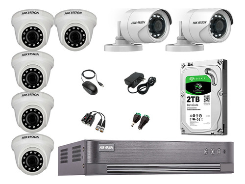 Kit 7 Camaras De Seguridad Full Hd 1080p Hikvision Disco 2tb