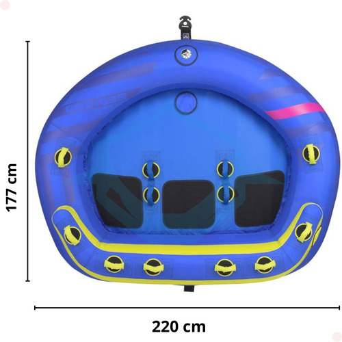 Boia Fechada Rebocável 3 Lugares Sea-doo + Cabo Ski 18m Ntk Cor Azul