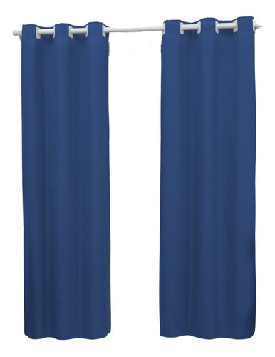 Cortina Sala Quarto 2,40 X 1,70 Varias Cores Imediato Cor Azul-marinho