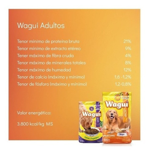 Imagen 2 de 2 de Alimento Wagui Perros Adultos X 20 Kg + 2 Kg Gratis.