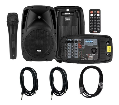 Imagem 3 de 5 de Kit 2 Caixas De Som Ativa C/ Mixer Amplificado Evo 410 Novik