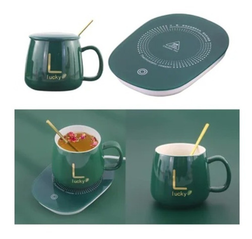 Imagen 9 de 10 de Calentador Eléctrico De Vidrio Templado Taza + Cuchara + Pad