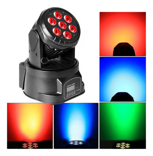 Mini Moving Head Light 7 Leds Rgbw Wash 100w Dmx Iluminação