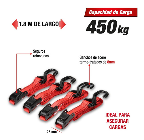 Ganchos Tensores 4 Pzas (1.8 Mts , 450 Kg) Mikel's T-3