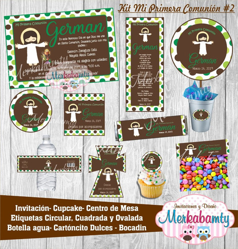 Invitaciones Primera Comunión Niño Kit Imprimelo Tú!!