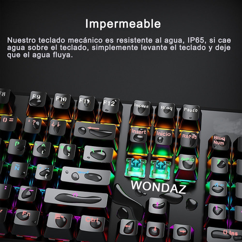 Imagen 2 de 6 de Teclado Gamer Español Con Ñ Led Alambrico Teclado Mecanico