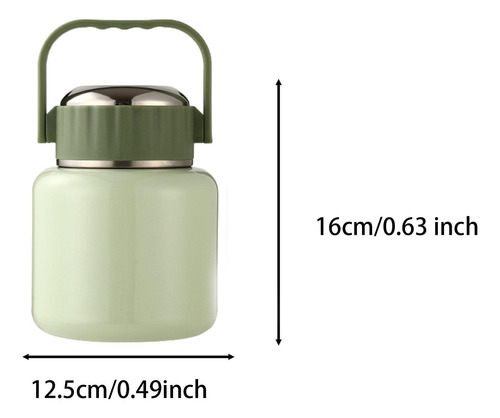 Frasco Para Comida Quente Com Colher Com Alça Verde