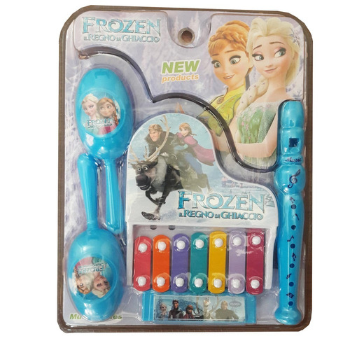 Kit Com Instrumentos Musicais Infantil 7 Peças Frozen Disney