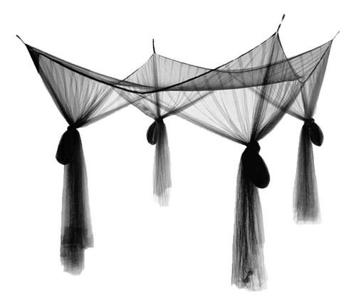 4 Poste De Esquina Mosquitera Cama Malla Viaje Negro