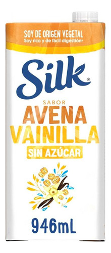 Bebida Silk Sabor Avena Vainilla Sin AzĂșcar 3 Pzas De 946ml