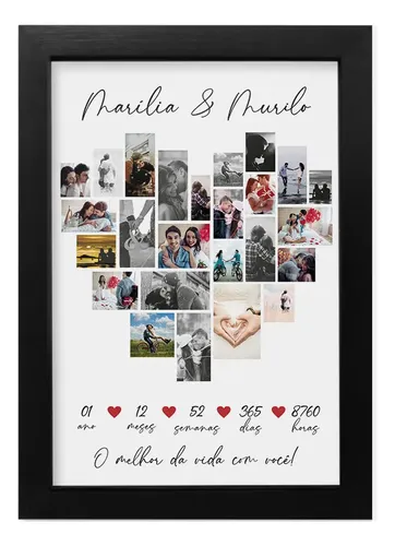 Quadro Personalizado Dias Dos Namorados Ou Bodas Casamento Cor Pr...