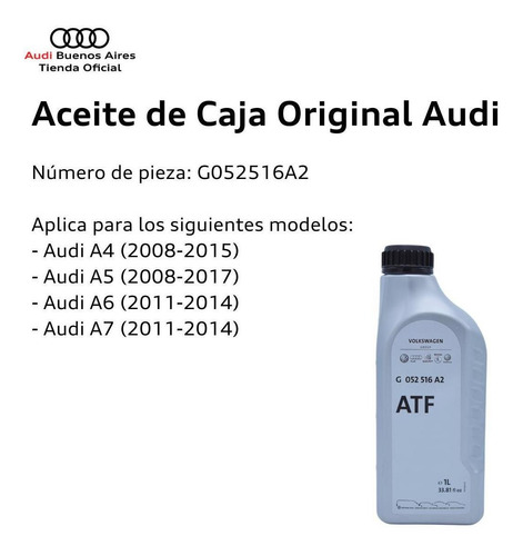 Imagen 2 de 6 de Aceite De Transmisión Caja Automatica Audi A4 2008 Al 2015